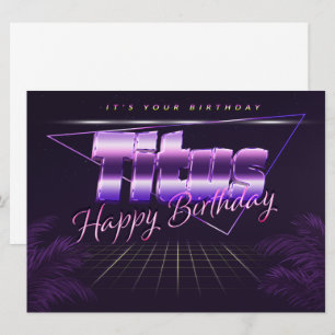 Titus prénom carte rétro lilas pour l'anniversaire