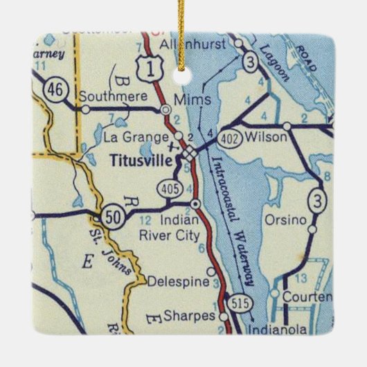 Titusville FL  map Keramisch Ornament (Achterkant)