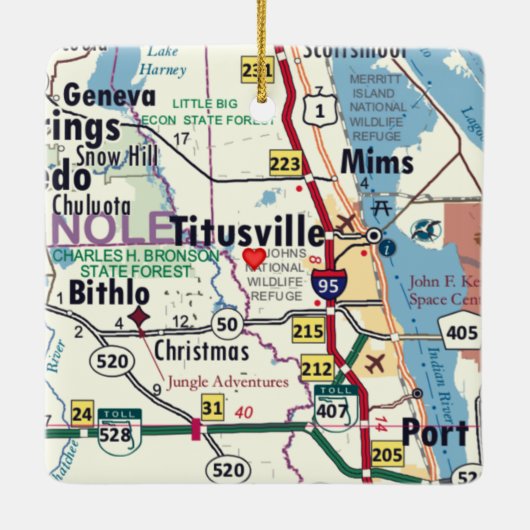 Titusville Florida Map Keramisch Ornament (Achterkant)