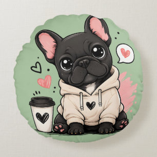 Tjongejonge Franse Bulldog Hoodie Illustratie Rond Kussen