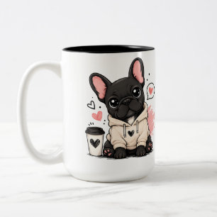 Tjongejonge Franse Bulldog Hoodie Illustratie Tweekleurige Koffiemok
