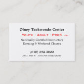 TKD-kaart Visitekaartje (Achterkant)