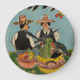 Tlaquepaque aardewerk geïnspireerde wandklok Grote Klok