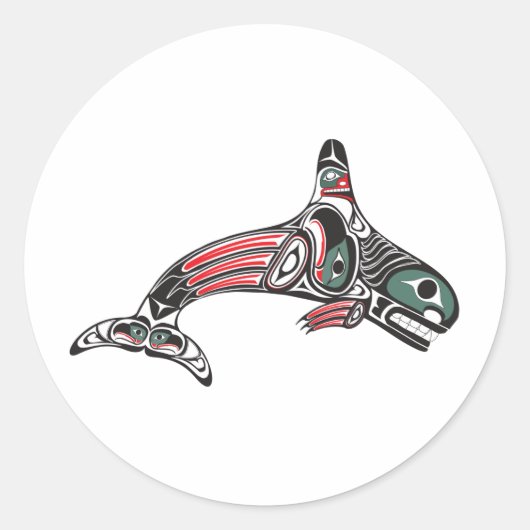 Tlingit Killer Whale & Eagle Ronde Sticker (Voorkant)