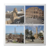 TN018 TUNESIË, Mozaïek, Afrika, Tegeltje (Voorkant)