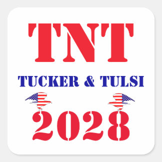 TNT Campagne Tucker & Tulsi 2028 VS President Vierkante Sticker