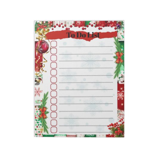 To Do List Checklist Kerstthema Notitieblok (Gedraaid)