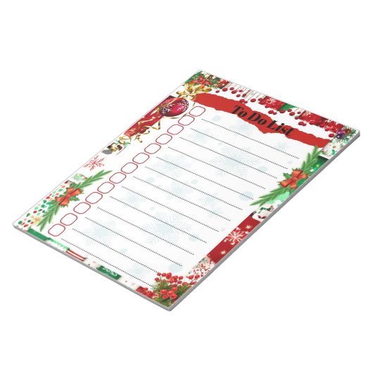 To Do List Checklist Kerstthema Notitieblok (Schuin)