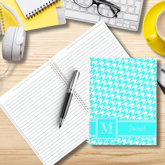 To-do-monogram turquoise houndstooth-checklist notitieboek