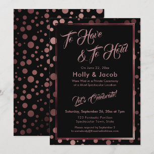 To Have & To Hold Roze Goud Confetti Bellen Zwart Kaart