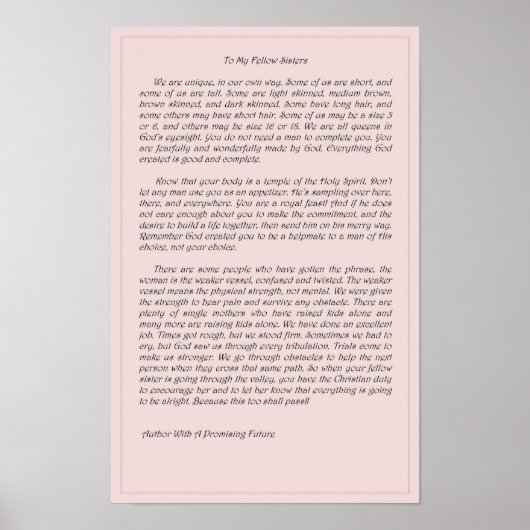 To My Fellow Sisters Poster (Voorkant)