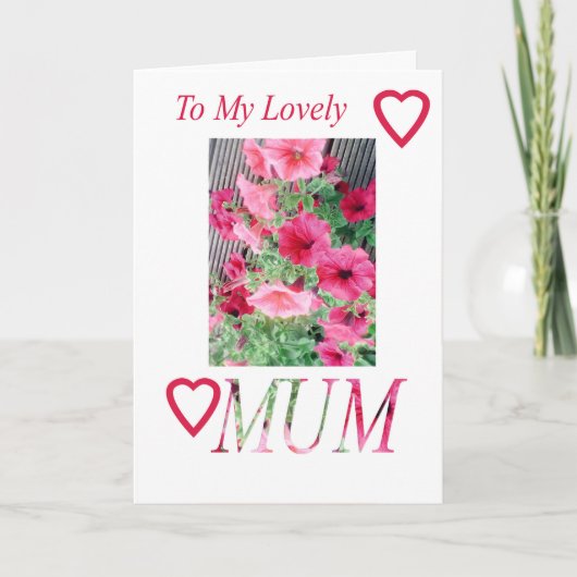 To my lovely MUM. Carte du jour rose (Devant)