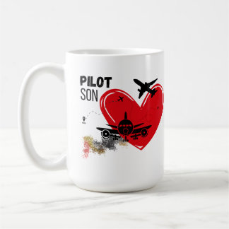 "To My Son - Fly High, Dream Big Pilot Mok" Koffiemok