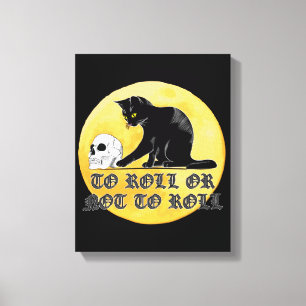 To Roll Or Not To Roll Shakespeare Cat With Skull Canvas Afdruk