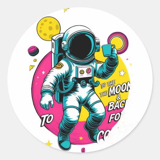 To The Moon and Back Astronaut Sticker – Retro Spa (Devant)