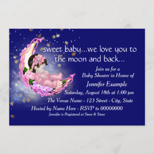 To The Moon and Back Baby Shower Kaart