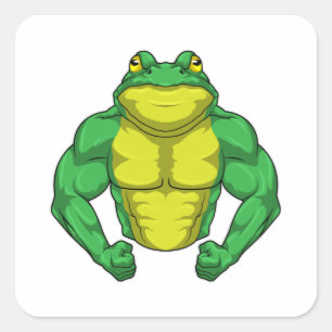 Toad als Bodybuilder met grote spieren Vierkante Sticker