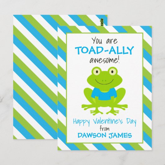 Toad de grenouille rayé Cartes de Saint-Valentin p (Devant / Derrière)