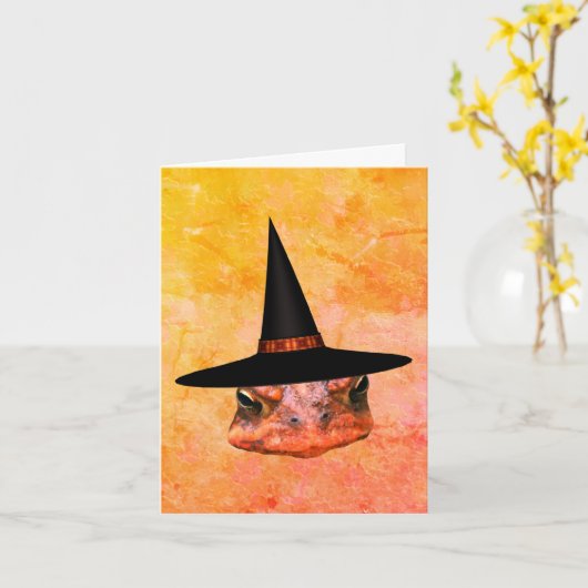 Toad Face Witch Pet Halloween Note Kaart (Gele Bloem)