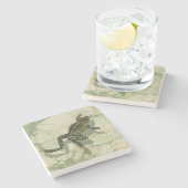 Toad Swinning in het water Stenen Onderzetter (Zijkant)