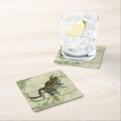 Toad Swinning in het water Vierkante Kartonnen Onderzetter (Insitu)