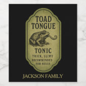 Toad Tongue Tonic, Thich, Slimy voor Hexen Wijn Etiket (Enkel label)