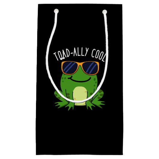 Toadally Cool Funny Toad Pun Dark BG Klein Cadeauzakje (Voorkant)