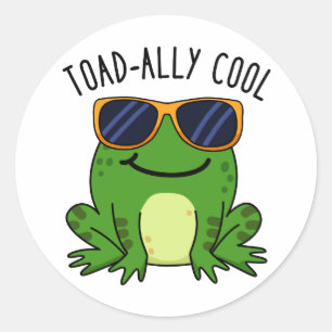 Toadally Cool Funny Toad Pun Ronde Sticker