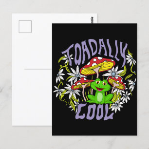 Toadally Cool Kleurrijke bloemen- en kikkertypogra Briefkaart