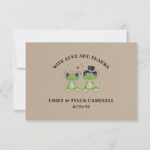 ©Toadally in Love Frog Couple Rustic Wedding Bedankkaart