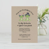 ©Toadally in Love Frog Couple Rustic Wedding Kaart (Staand voorkant)