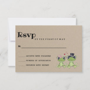 ©Toadally in Love Frog Couple Rustic Wedding RSVP Kaartje