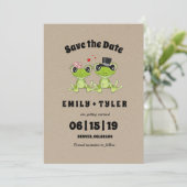 Toadally in Love Frog Rustic Save the Date Kaart (Staand voorkant)