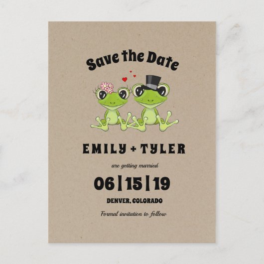 Toadally in Love Frog Wedding Save the Date Aankondigingskaart (Voorkant)