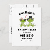 Toadally in Love Frog Wedding Save the Date Aankondigingskaart (Voorkant / Achterkant)