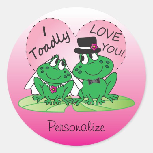 Toadly Love You Valentijn Ronde Sticker (Voorkant)