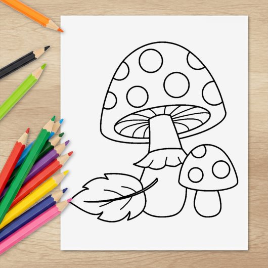 Toadstool paddenstoelen Kleurenpagina Rubberstempel