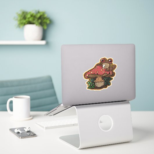 Toadstool Toad Sticker (Laptop op bureau)