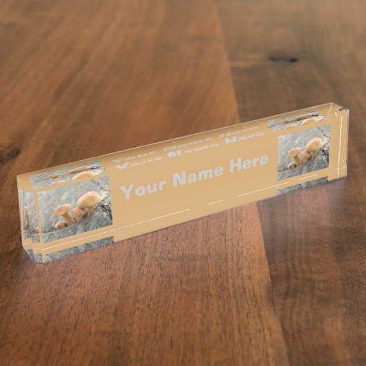 Toadstools op Tree Trunk Custom Name plate Naambordje (Zijkant)