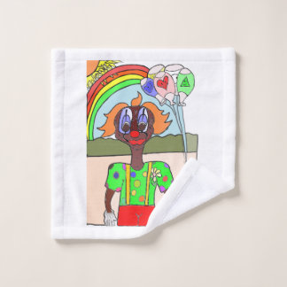 toalha de rosto desenho palhaço com balões  washandje