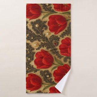 TOALHA Tulipas e Renda DESIGN Badhanddoek