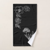 Toallas negras con flores blancas personalizables (Serviette à main)