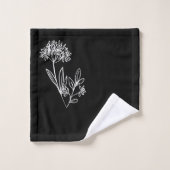 Toallas negras con flores blancas personalizables (Gant de toilette)