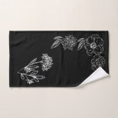 Toallas negras con flores blancas personalizables (Serviette à main)