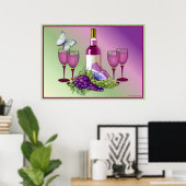 Toast 2 voor wijn en druiven poster (Thuiskantoor)