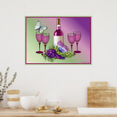 Toast 2 voor wijn en druiven poster (Keuken)