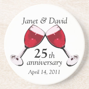 Toast aan liefde/rode wijn zandsteen onderzetter