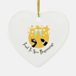 Toast aan nieuw begin keramisch ornament