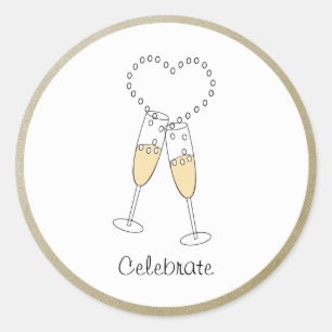 Toast au champagne avec autocollant de cœur