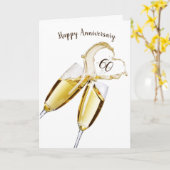 Toast Champagne pour 60e Anniversaire Carte (Fleur jaune)